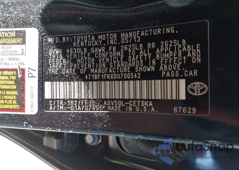 2013 Toyota Camry Se z USA, uszkodzony, nr VIN 4T1BF1FK6DU700542